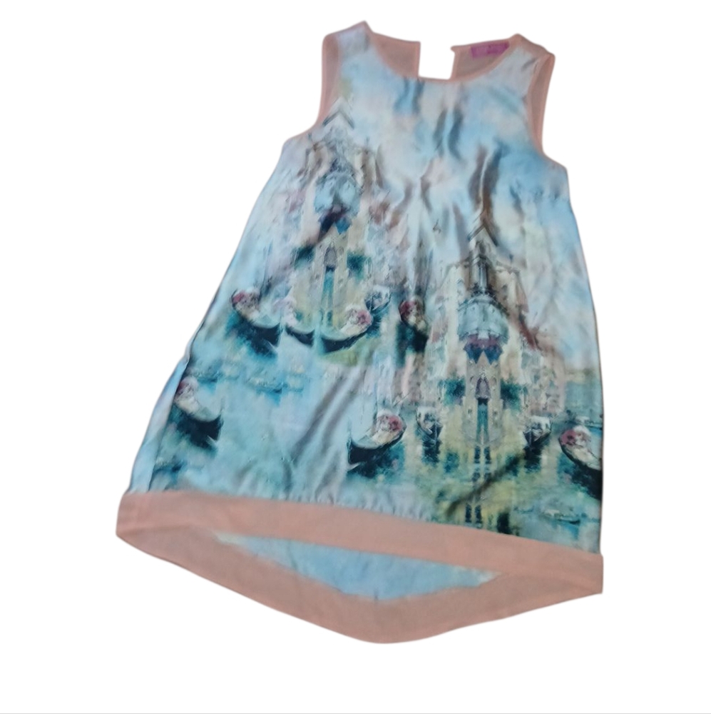 Sleeveless Dress with Scenic Print